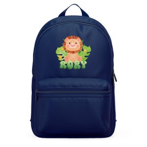 Aangepaste naam kinderrugzak met schattige leeuwenprint, perfect voor kleuters, kleuters en vroege schooljaren, comfortabel en ruim