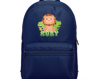Custom Name Children Backpack with Adorable Lion Print, Perfect for Preschool, Kindergarten and Early School Years, Comfortable and Spacious