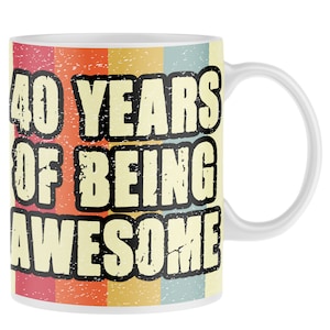 Caneca de aniversário engraçada 40 anos sendo incrível, presente de 40º aniversário para ela, presente de 40º aniversário para ele, presentes para irmão, irmã, filho, filha, canecas