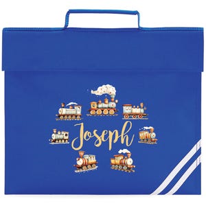 Benutzerdefinierte Vintage Zug Jungen Büchertasche, personalisierte Büchertaschen für Kinder, Steam Machine Design Hand tragen Buchtaschen, Züge gedruckt Buchtaschen