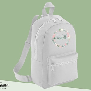 Cartable personnalisé avec nom, Motif floral, Sac à dos personnalisé pour enfant, Rentrée scolaire, Sac de bébé, Mini sac à dos, Sac d'école maternelle
