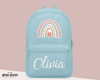 Gepersonaliseerde regenboogrugzak, gepersonaliseerde kinderrugzak, regenboogschooltas, schooltas meisjes, peuterrugzak, regenboogrugzak