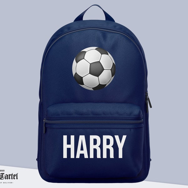 Personalised Backpack With Football And Name, Boys Personalised Backpack, Football Backpack, Boys School Bag, Custom School Bag Name