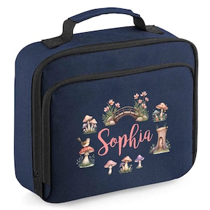 Personalised Fairy Garden Lunch Bag, Custom Girls Lunch Bag, Back to School Ideal Gift for Girls with Customised Name, Hand Carry Lunch Box