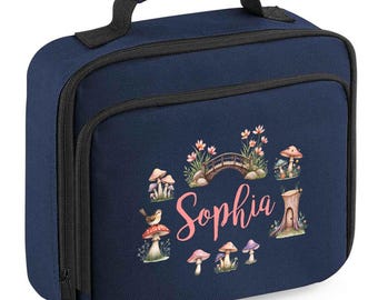 Lancheira personalizada Fairy Garden, lancheira personalizada para meninas, presente ideal para meninas de volta às aulas com nome personalizado, lancheira portátil