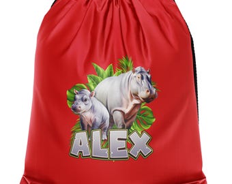 Train Theme Personalised Drawstring Bag for Kids, Custom Name Backpack, Boys Kit Sack, School Gym Bag, Nursery Tote, Travel or Toy Organizer