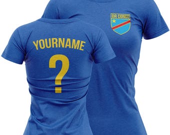 Personalised DR Congo Football T shirt For Women, Custom DR Congo Badge Ladies Tee, Tee For Sports Event, DR Congo Soccer Gift 2026