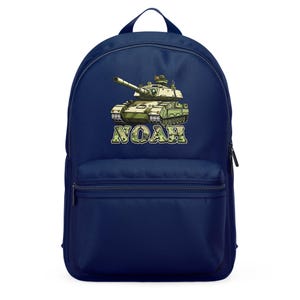 Personalised Boys Army Tank Mini Backpack, Military Theme Backpack for Kids, Customised Bags with Name, Back to School Bags for Young Ones