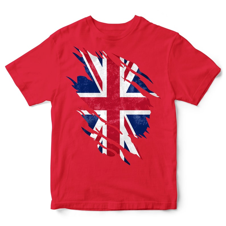 Union Jack Torn Flag T Shirt, Union Jack Gifts for Boys and Girls, Queens Platinum Jubilee, Royal Celebrations, Jubilee Street Party 