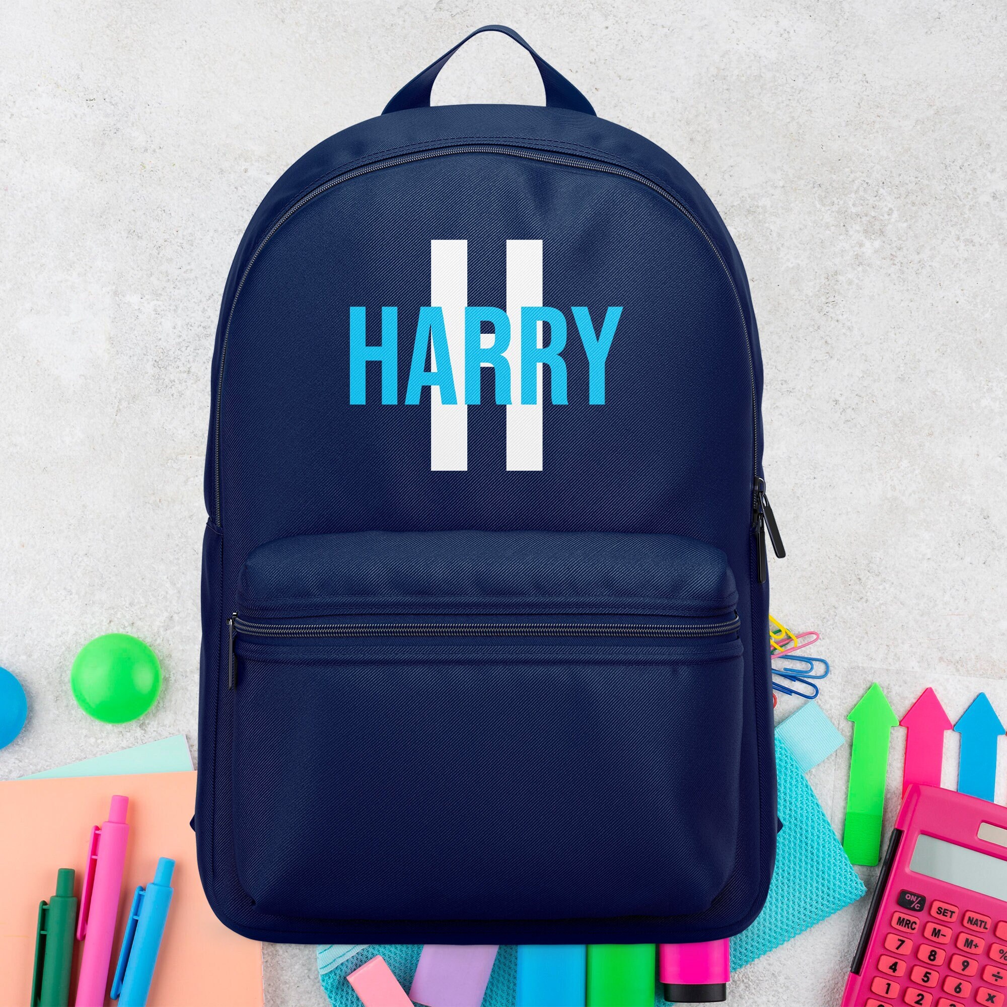 Personalised School Bag With Name And Initial Boys Etsy