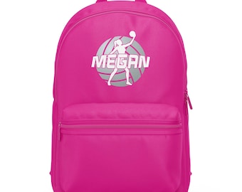 Girls Personalised Netball Mini Backpack, Custom Bags with Name, Nursery and Kids Backpack, Volleyball Design Backpack, Sports Bag for Kids