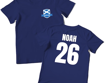 Custom Scotland Football T shirt For Kids, Scotland Shirt for Him or Her, Scotland  Top, Scottish Flag 2026 Navy Cotton Tee