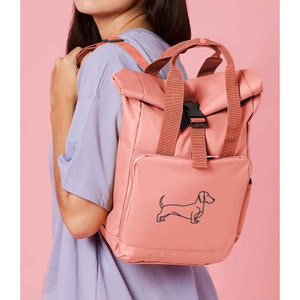 Mini sac à dos à roulettes teckel brodé femmes
