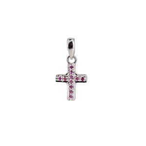 Gothic Natural Ruby Gemstone Pendant, Small Cross Pendent, Spiritual Pendant 925 Sterling Silver, July Birthstone Pendant Mothers day Gift