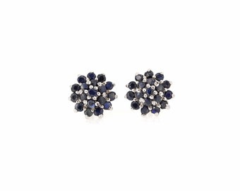 Natuurlijke blauwe saffier studs, september geboortesteen, sierlijke oorbellen, 925 sterling zilveren oorbellen, bruidsmeisjes cadeau, elke dag studs