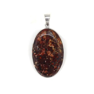 925 Sterling Silver Necklace, Oval Shape Cabochon Pendant, Natural Jasper Gemstone, Silver Jewelry, Boho Pendant, Gemstone Pendant