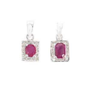 Ruby Pendant, Square Shape Pendant, Natural Ruby, July Birthstone, Vintage Pendant, Silver Pendant, Real Ruby Diamond, radiant oval Cut