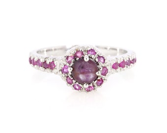 Natural Star Ruby Ring, Star Stone Ring Jewelry, Sterling Silver ring, Round Star Ruby , Red Star Ruby Ring, Ruby Gemstone, July Month Ring