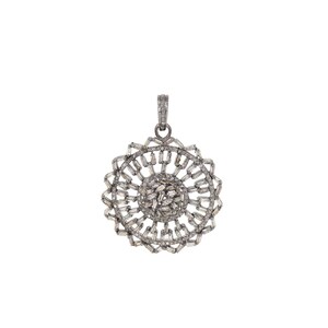 Sun Shaped Diamond Pendant Necklace Celestial Inspired Floral Diamond Accent Wedding Anniversary silver pave diamond Pendant Gift Girlfriend