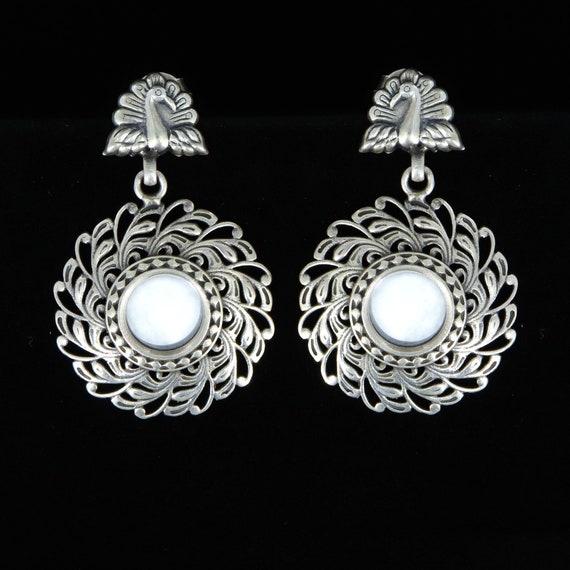 Sterling Silver Victorian Mirror Gemstone Earrings Sterling Silver Victorian Mirror Gemstone Earrings
