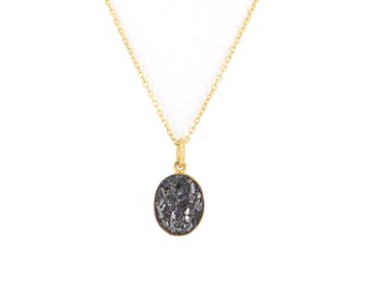 Slice cut Diamond Pendant Chain, 925 Silver Necklace With Chain, Vermeil Studs, Gold Plated Chain, Uneven cut Diamond, Minimalist Jewelry