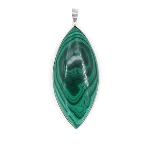 Large Pendant, Malachite Gemstone Pendant, Cabochon Pendant, 925 Sterling Silver, Marquise & Oval Shape, Women Statement Necklace