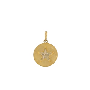 1 Pc Pave Diamond Round Star Pendant, 925 Sterling Silver, gold plated Pave Diamond Pendant, Pave Setting Pendant, vermeil Charm Pendant