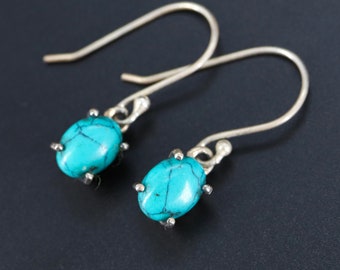 Sleeping Beauty Turquoise, 925 Sterling Silver Earring, Turquoise Gemstone Earrings, December Birthstone, Dainty Earrings, Christmas Gift