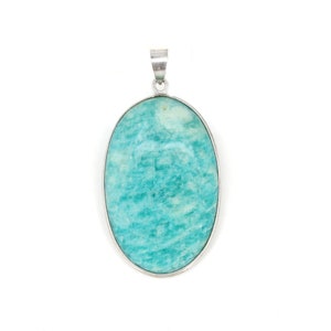 Big Size Necklace, Amazonite 925 Sterling Silver Gemstone Elegant Pendant ~ Oval Shape Pendant ~ Handmade Jewelry ~ Gift For Her