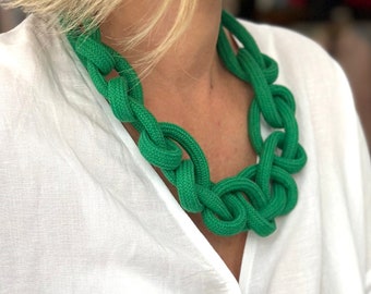 Braided textile Cord Necklace, textile necklace, sensitive skin cotton necklace, comfortable gift for her, everyday knotted necklace,