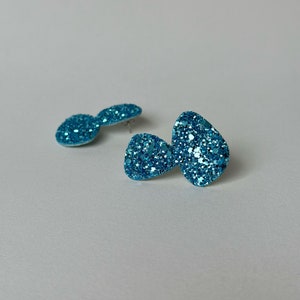 Silver Oval Glitter Earrings, glitter stud earrings, gift for women, Sparkling studs, glitter jewelry, handmade earrings, brocade earrings image 5