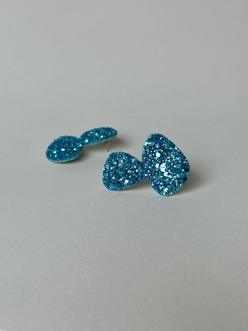 Silver Oval Glitter Earrings, glitter stud earrings, gift for women, Sparkling studs, glitter jewelry, handmade earrings, brocade earrings image 5