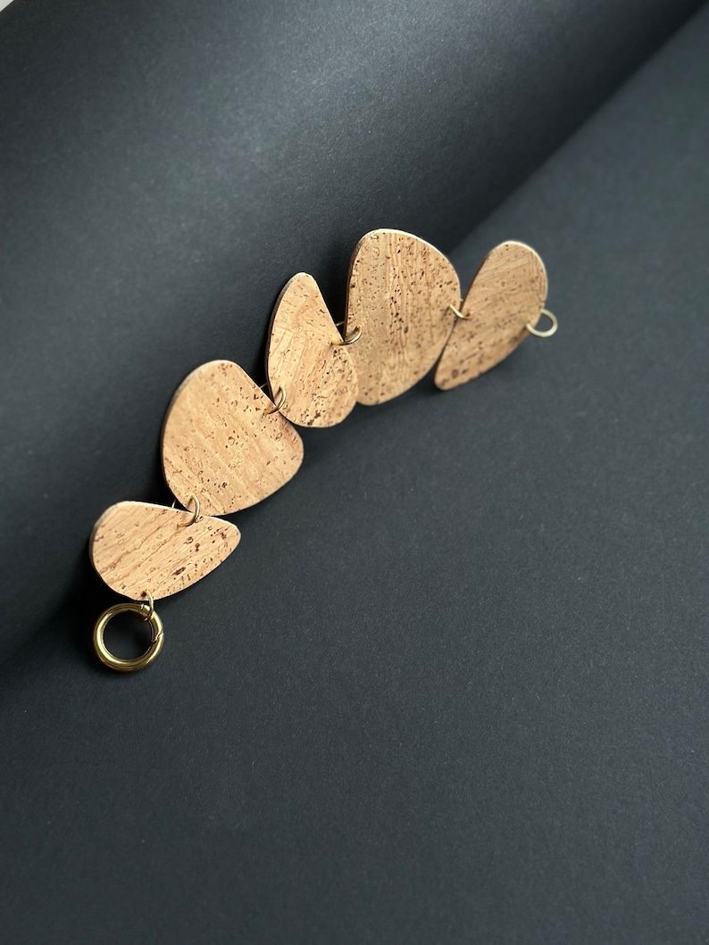 Cork necklace Cork Jewelry for Women Necklace Boho Vegan Necklace Gifts for Her Ring clasp Natural Cork necklace for her image 5