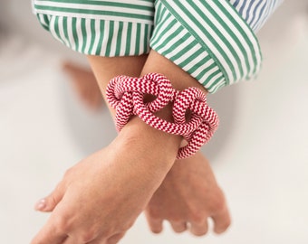 Bracelet cordon en textile tressé, bracelet en textile, bracelet en coton pour peau sensible, cadeau confortable pour elle, bracelet noué de tous les jours,