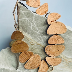 Cork necklace Cork Jewelry for Women Necklace Boho Vegan Necklace Gifts for Her Ring clasp Natural Cork necklace for her image 2