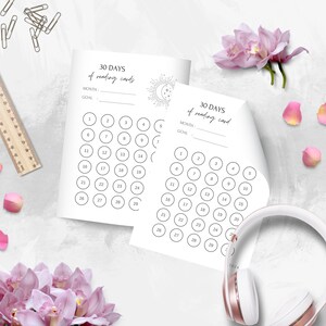 Kaartleestracker - waarzeggerijtracker - afdrukbaar - PDF - minimalistisch - 30 dagen uitdaging - dagelijkse tracker - gewoonte tracker - maandelijks