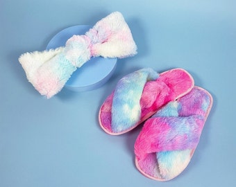 Soft Faux Fur Headband and Slippers | Selfcare & Spa | Hair Accessory | Hair Care