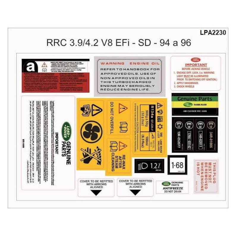 Wheelbase Sticker Range Rover Classic Engine Bay Sticker Kit - Etsy