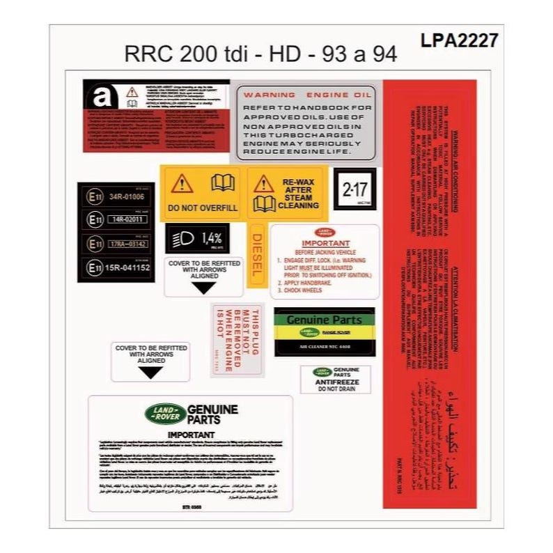 Wheelbase Sticker Range Rover Classic Engine Bay Sticker Kit - Etsy