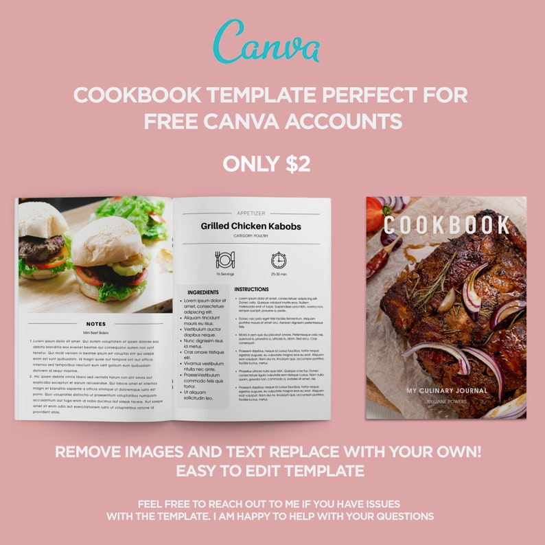 Printable Cookbook Template 8.5x11 Editable Recipe Book Etsy