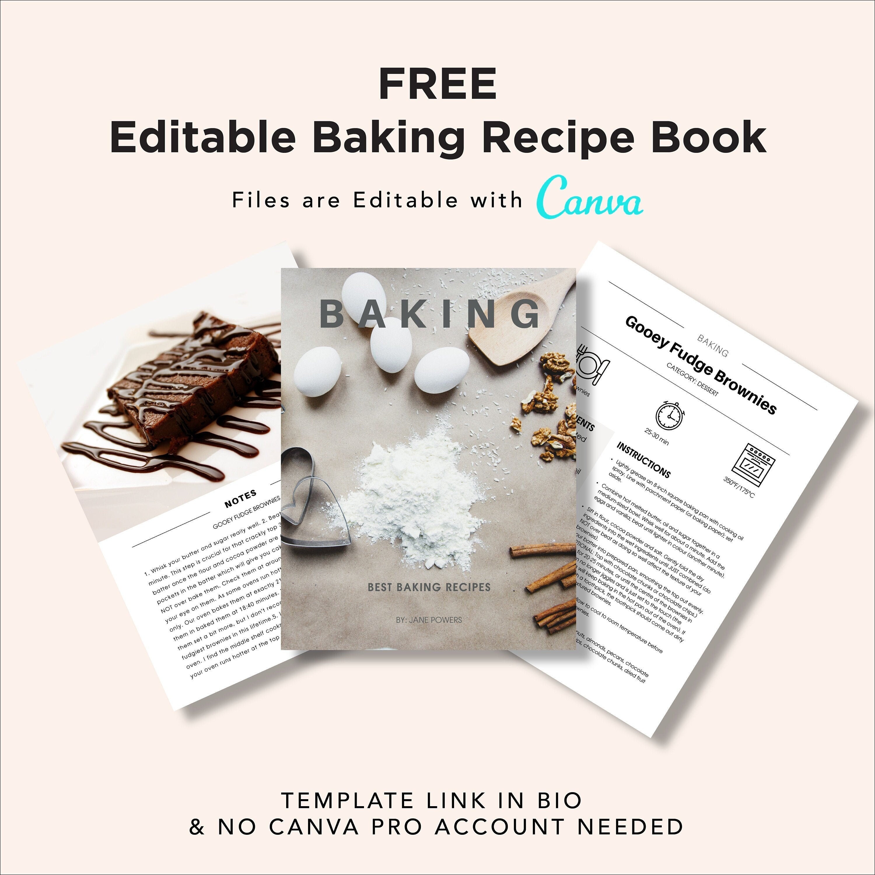 Baking Recipe Template Cookbook Custom recipe book Template Etsy