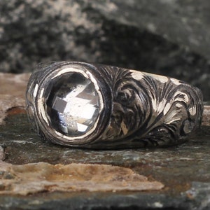 Engraved Ring,Silver Man Ring, Unique Oxidized Mens Ring, Oxidized Ring, Handmade Ring Man , Gift For Him, Men&#39;s Jewelry, Gift For Husband