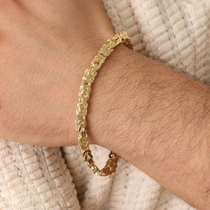 Pulsera bizantina bañada en oro hecha a mano - Diseño King Chain 5.70 Milímetros