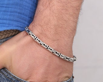 Handmade Sterling Silver Byzantine Chain Bracelet - King Chain