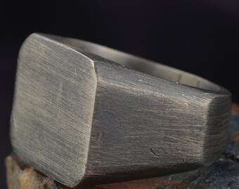 Oxidized Sterling Silver Man Ring: Handmade Vintage Unisex Ring