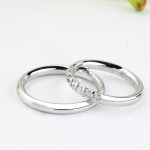 2 mm Wedding Band Set, Wedding Ring Set, Matching Wedding Bands for Couple, Couple Wedding Rings, Wedding Band, Engagement Ring