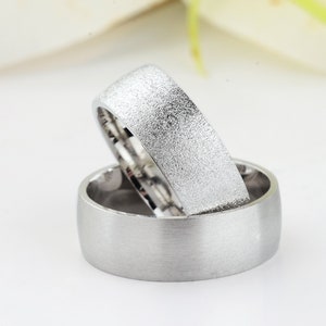 White Gold Wedding Ring, Wedding Ring Set, Matching Wedding Bands for Couple, Couple Wedding Rings, Engraved Wedding Band,, Engagement Ring