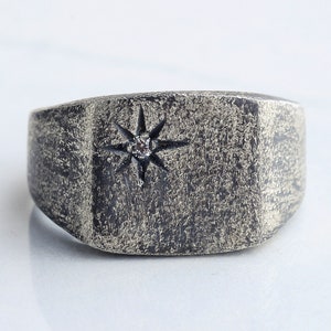 Handmade Pole Star Signet Ring: Sterling Silver Astrology Gift