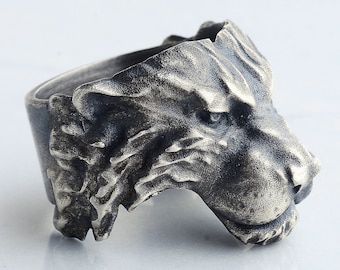 Handmade Sterling Silver Lion Ring - Mens Pinky Signet