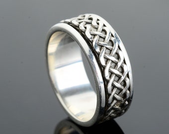 Celtic Knot Sterling Silver Spinner Ring: Handmade Fidget Anxiety Band